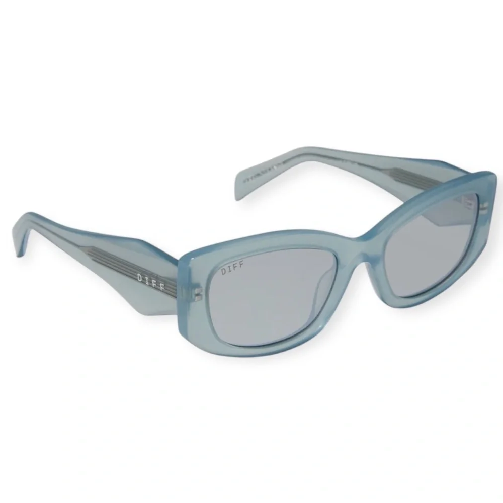 DIFF Astrid Deetz Sunglasses Beetlejuice Silver Blue Frame Dusty Silver Lens NWT